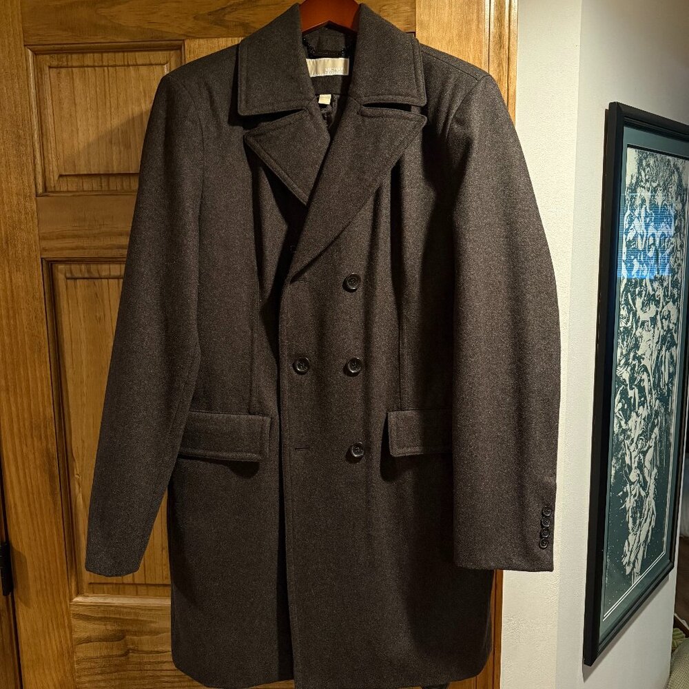 Michael Kors Mens Brown Wool Overcoat Size 42R Winter Jacket Large